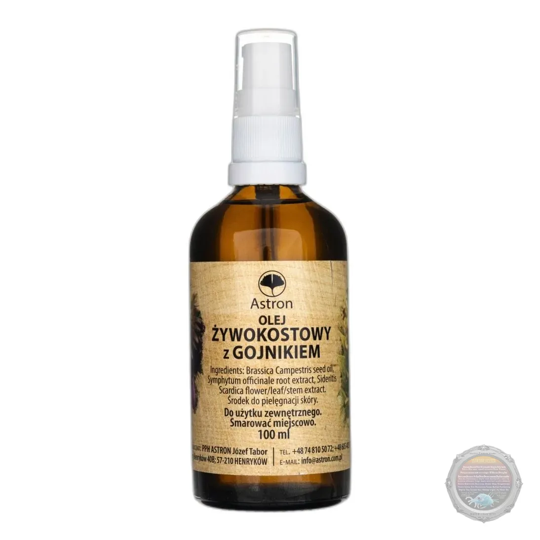 Nowy olej z żywokostu i gojnika 100ml — zdjęcie 1